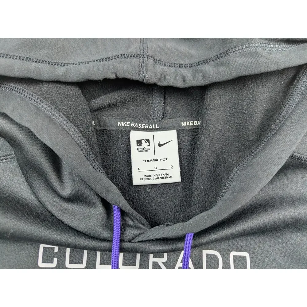 Nike Men's Large Colorado Rockies Therma-Fit MLB Performance Hoodie Black Purple